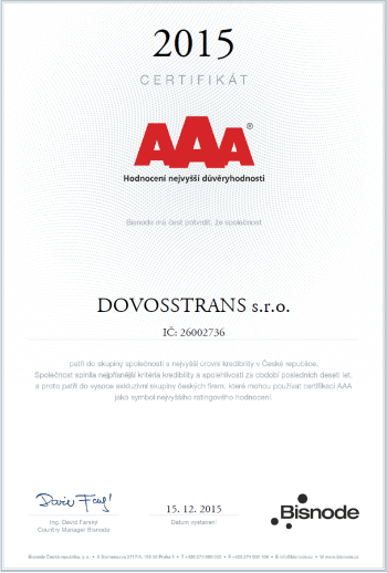 Certifikát AAA